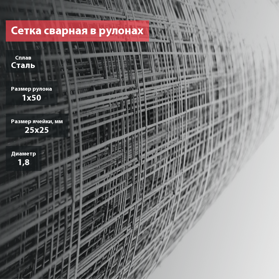 Сетка сварная в рулоне 25х25х1,8